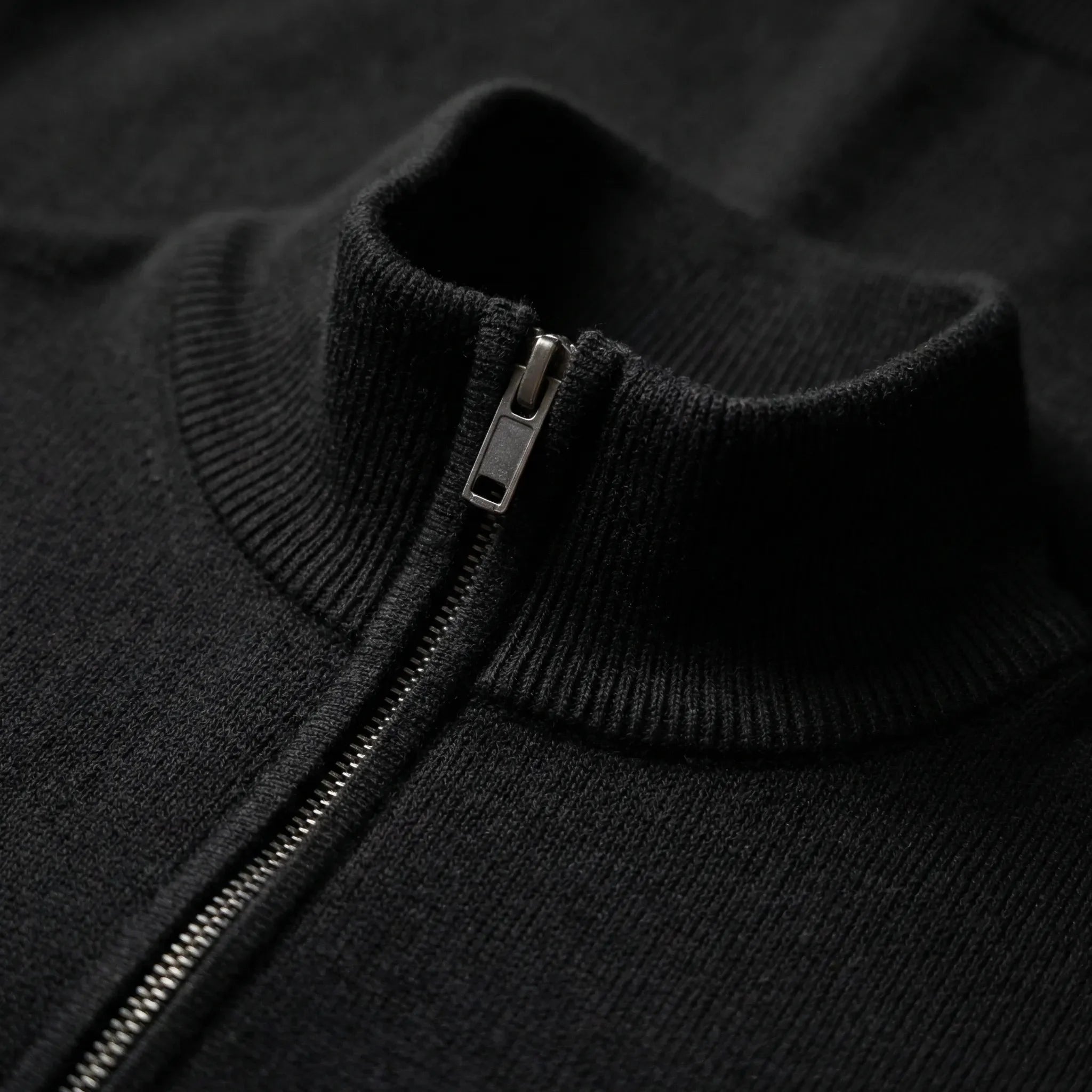 Cozy Knit Sweater for Men with Mock Neck Long Sleeve Quarter Zip Ribbed Business Style