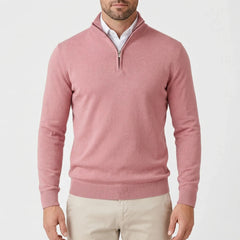 Cozy Fine Knit Half-Zip Pullover for Men with Mock Neck Long Sleeve Ribbed Slim Winter Style