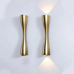 Gold Wall Lamp Nordic Up Down Hourglass Waterproof Indoor Outdoor Sconce Wall Light