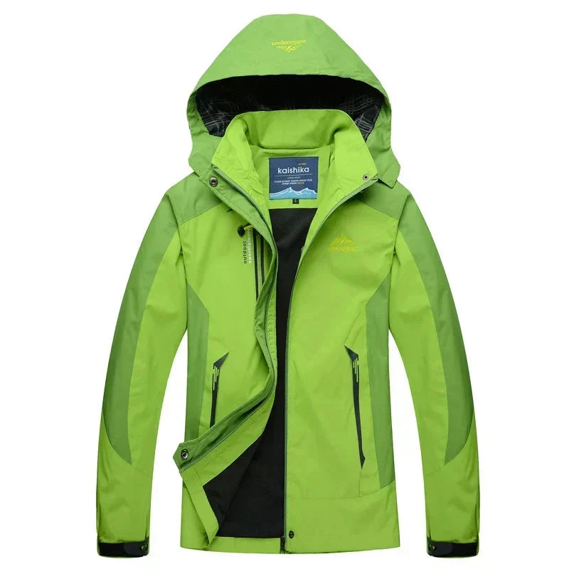 Stylish Ski Jacket for Women with Hooded Collar Long Sleeve Zip Up Colorblock Outdoor Style