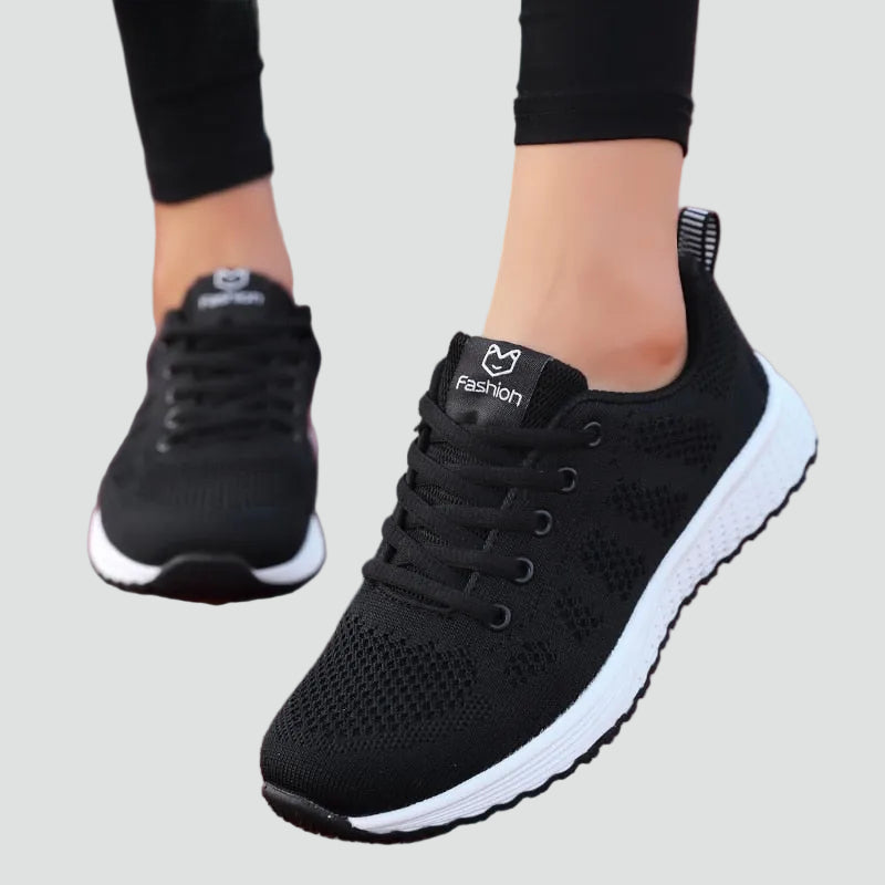 Comfortable Orthopedic Sneakers for Women with Lace Up Breathable Knit Lightweight Running Style