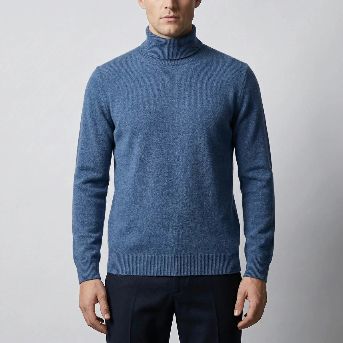 Cozy Turtleneck Sweater for Men with Roll Neck Long Sleeve Fine Knit Slim Style