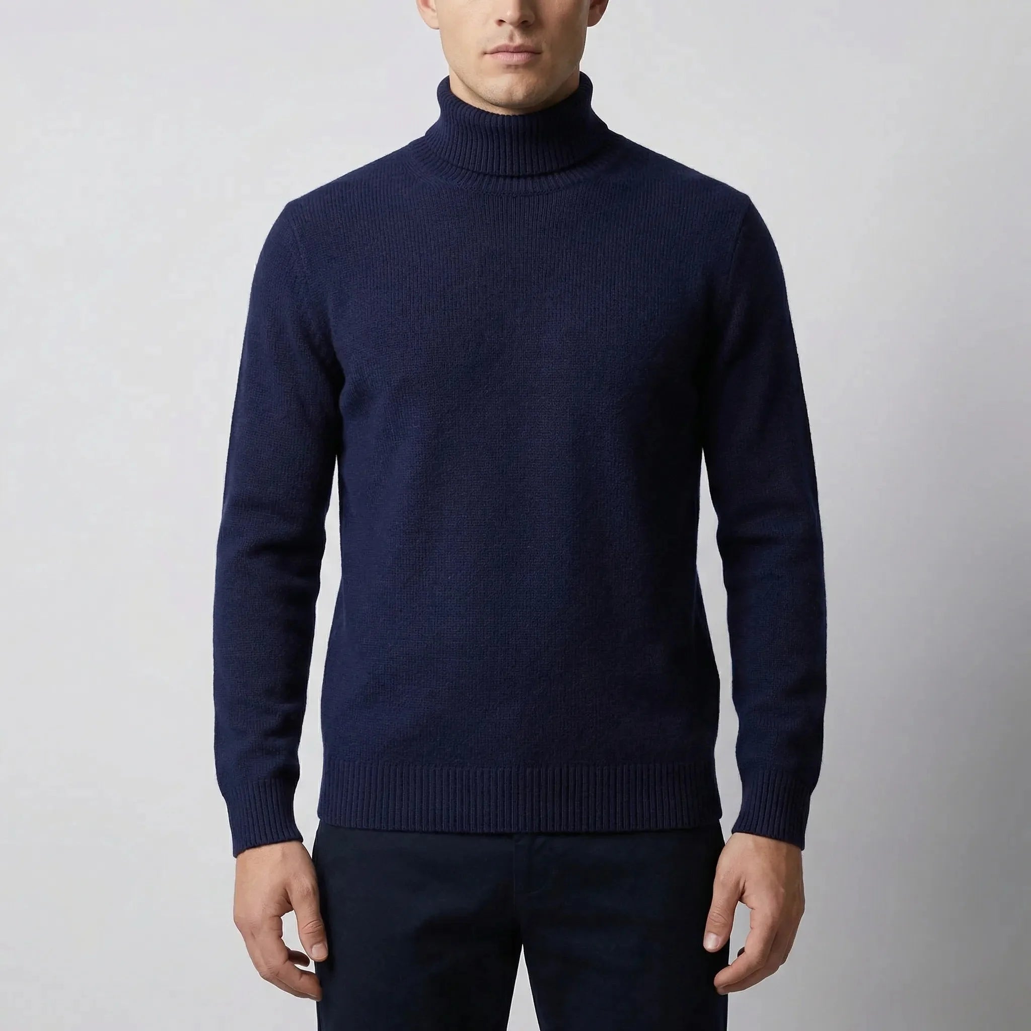 Cozy Turtleneck Sweater for Men with Roll Neck Long Sleeve Fine Knit Slim Style