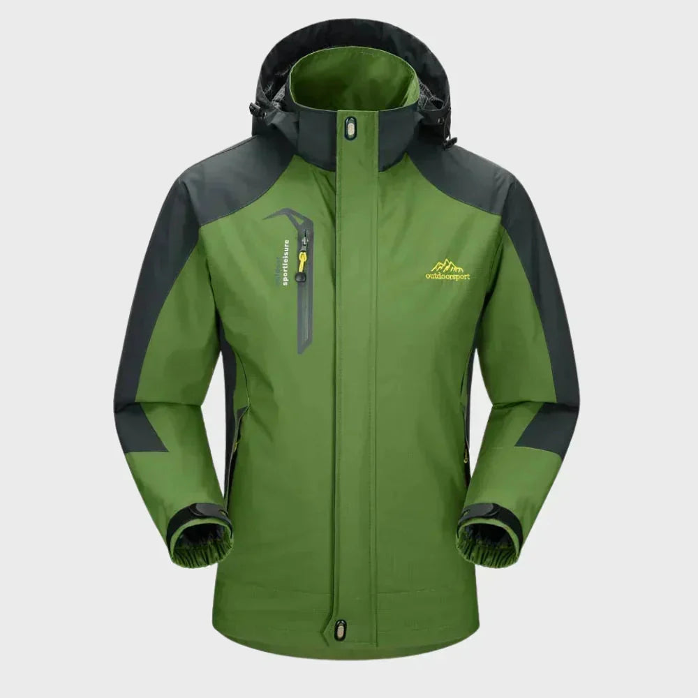 Stylish Shell Jacket for Men with Hooded Collar Long Sleeve Zip Up Colorblock Outdoor Style