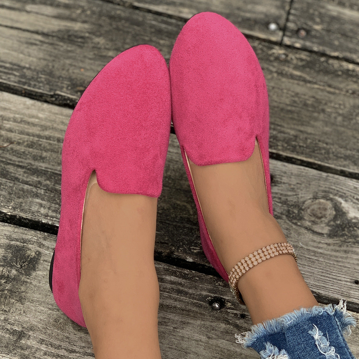 Comfortable Ballet Flats for Women with Pointed Toe Suede Slip On Casual Style