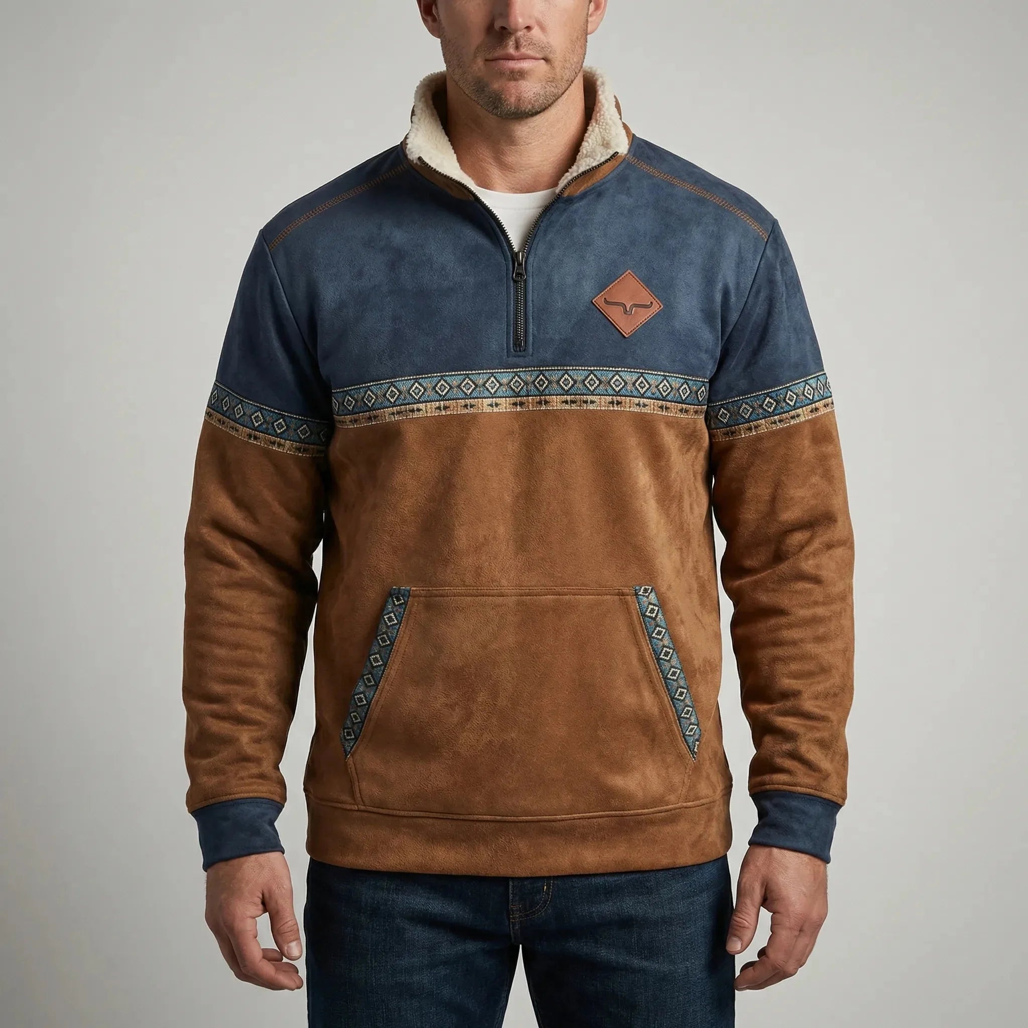 Cozy Sweater Fleece for Men with Mock Neck Long Sleeve Quarter Zip Fleece Lined Casual Style