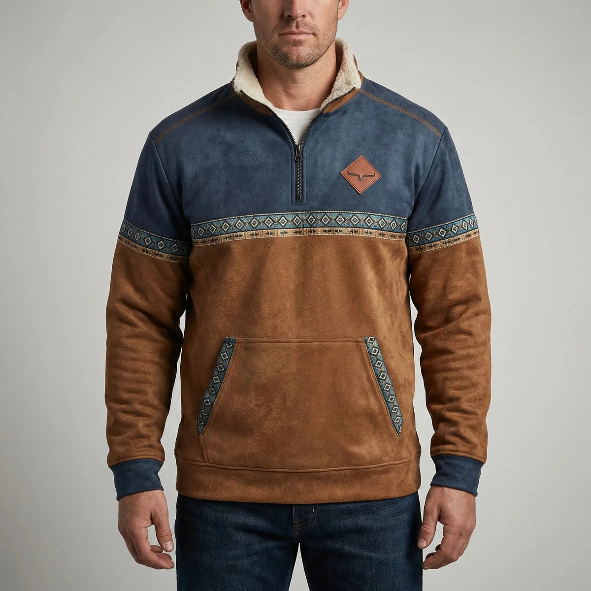 Cozy Sweater Fleece for Men with Mock Neck Long Sleeve Quarter Zip Fleece Lined Casual Style