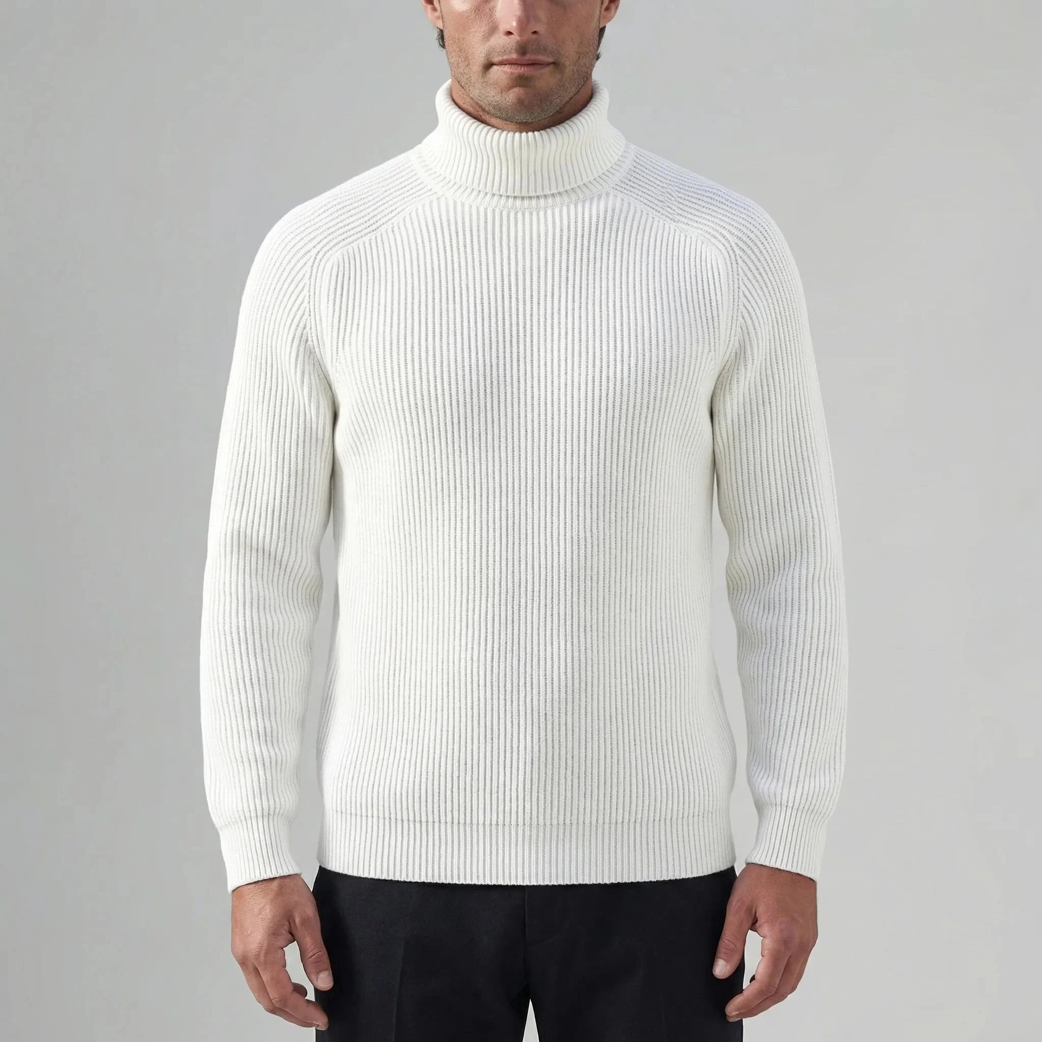 Cozy Turtleneck Sweater for Men with Roll Neck Long Sleeve Ribbed Slim Winter Style