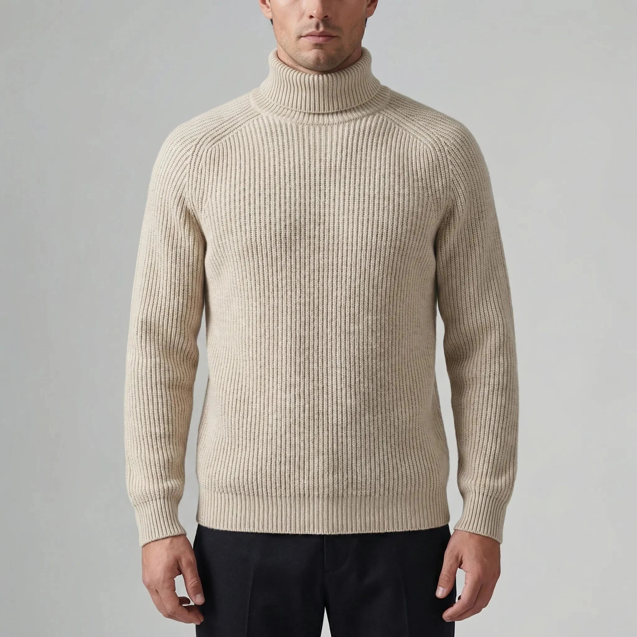 Cozy Turtleneck Sweater for Men with Roll Neck Long Sleeve Ribbed Slim Winter Style