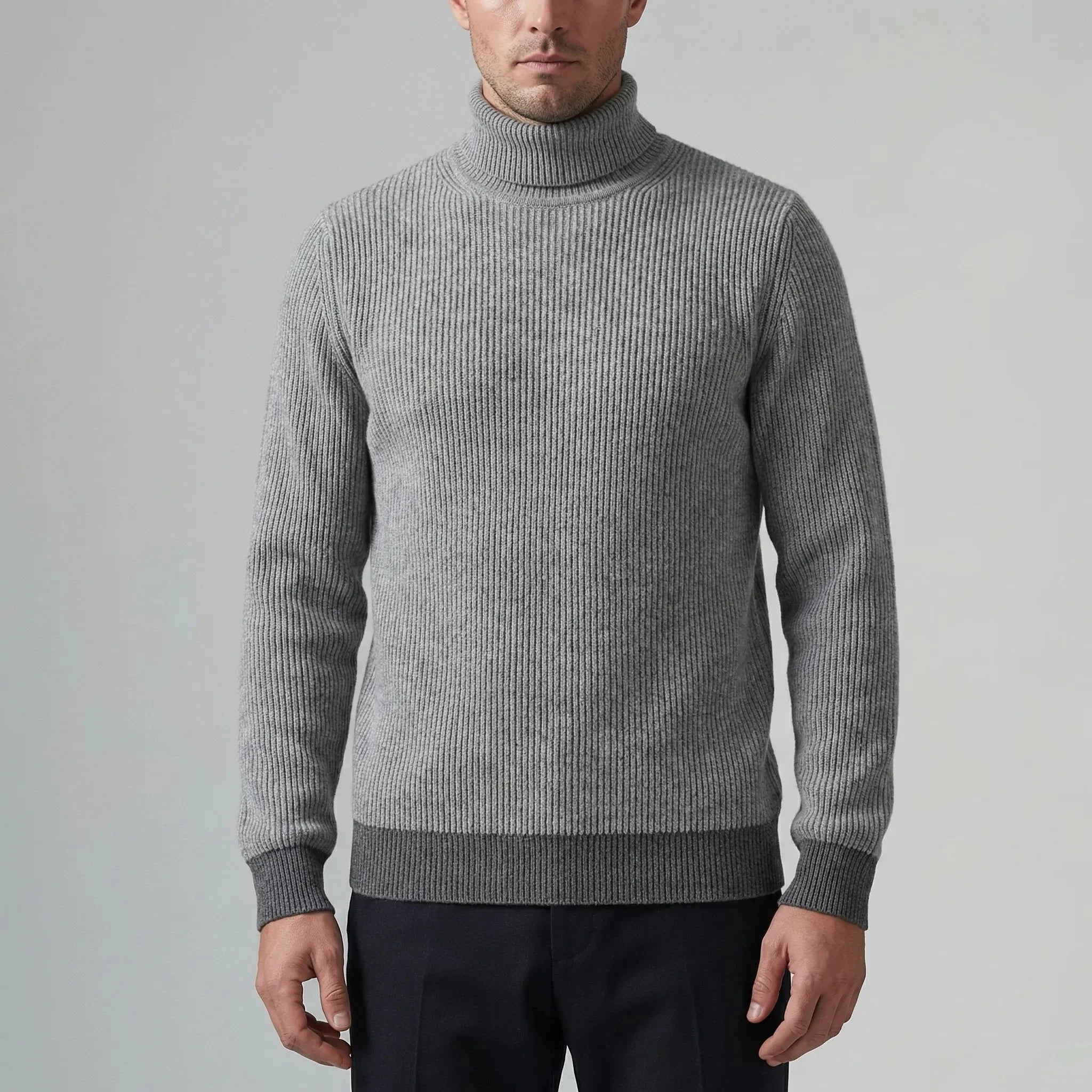 Cozy Turtleneck Sweater for Men with Roll Neck Long Sleeve Ribbed Slim Winter Style