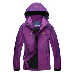 Stylish Ski Jacket for Women with Hooded Collar Long Sleeve Zip Up Colorblock Outdoor Style