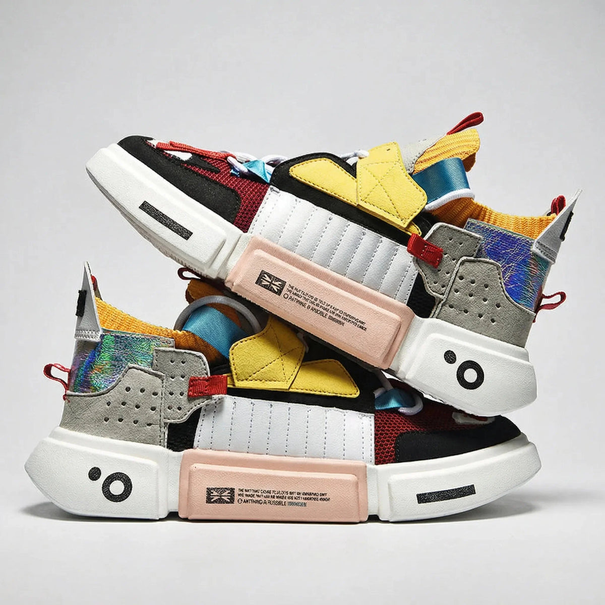 Stylish Chunky Sneakers for Men with Round Toe Lace Up Platform Colorblock Street Style
