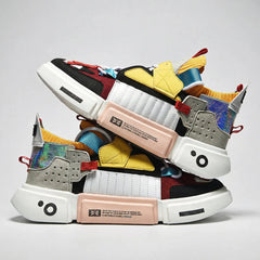 Stylish Chunky Sneakers for Men with Round Toe Lace Up Platform Colorblock Street Style