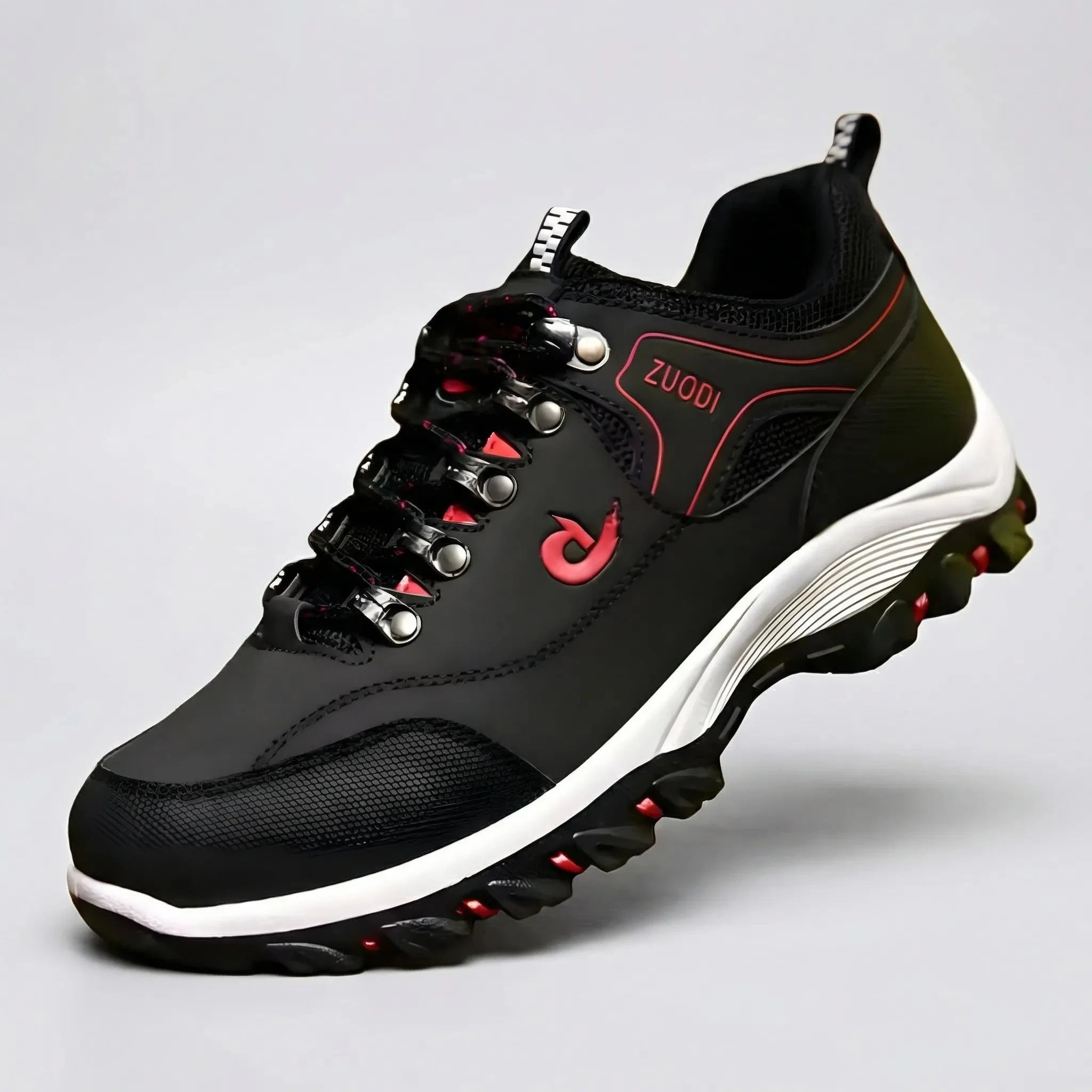 Comfortable Trail Sneakers for Men with Round Toe Lace Up Lug Sole Mesh Hiking Style