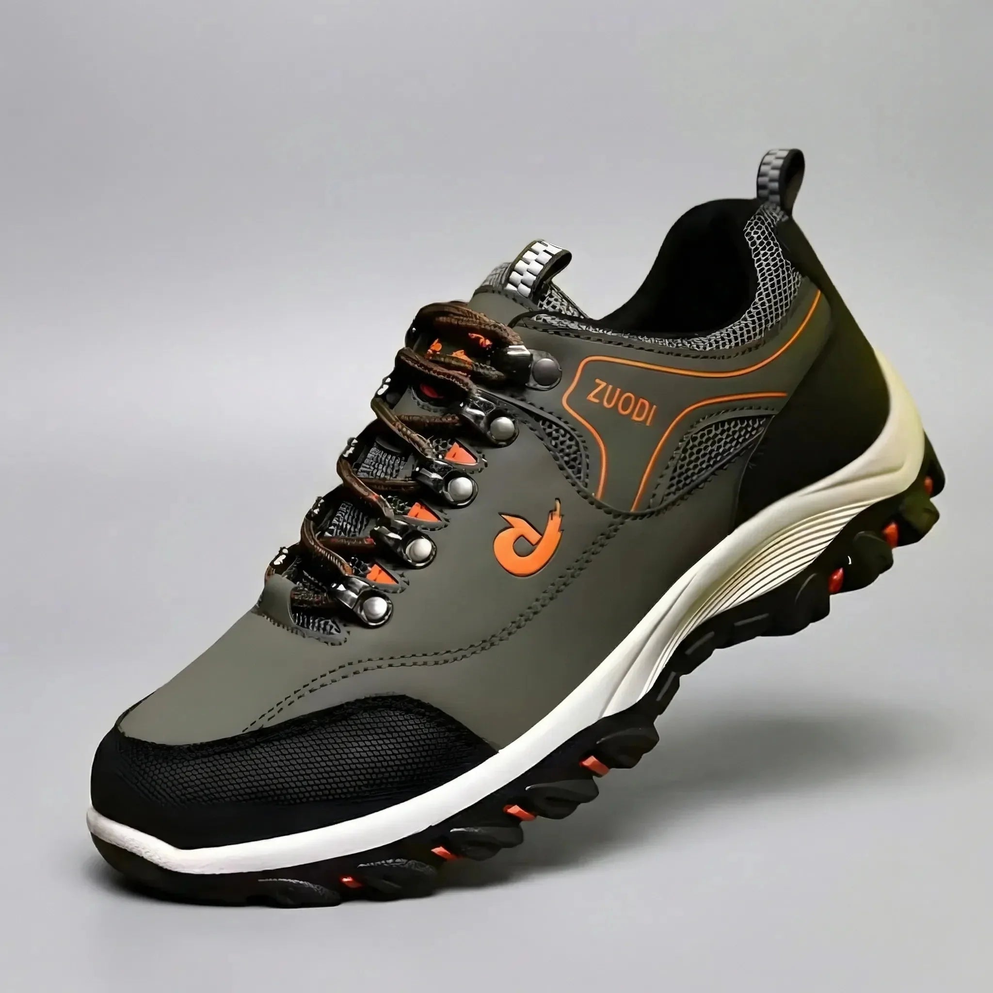 Comfortable Trail Sneakers for Men with Round Toe Lace Up Lug Sole Mesh Hiking Style