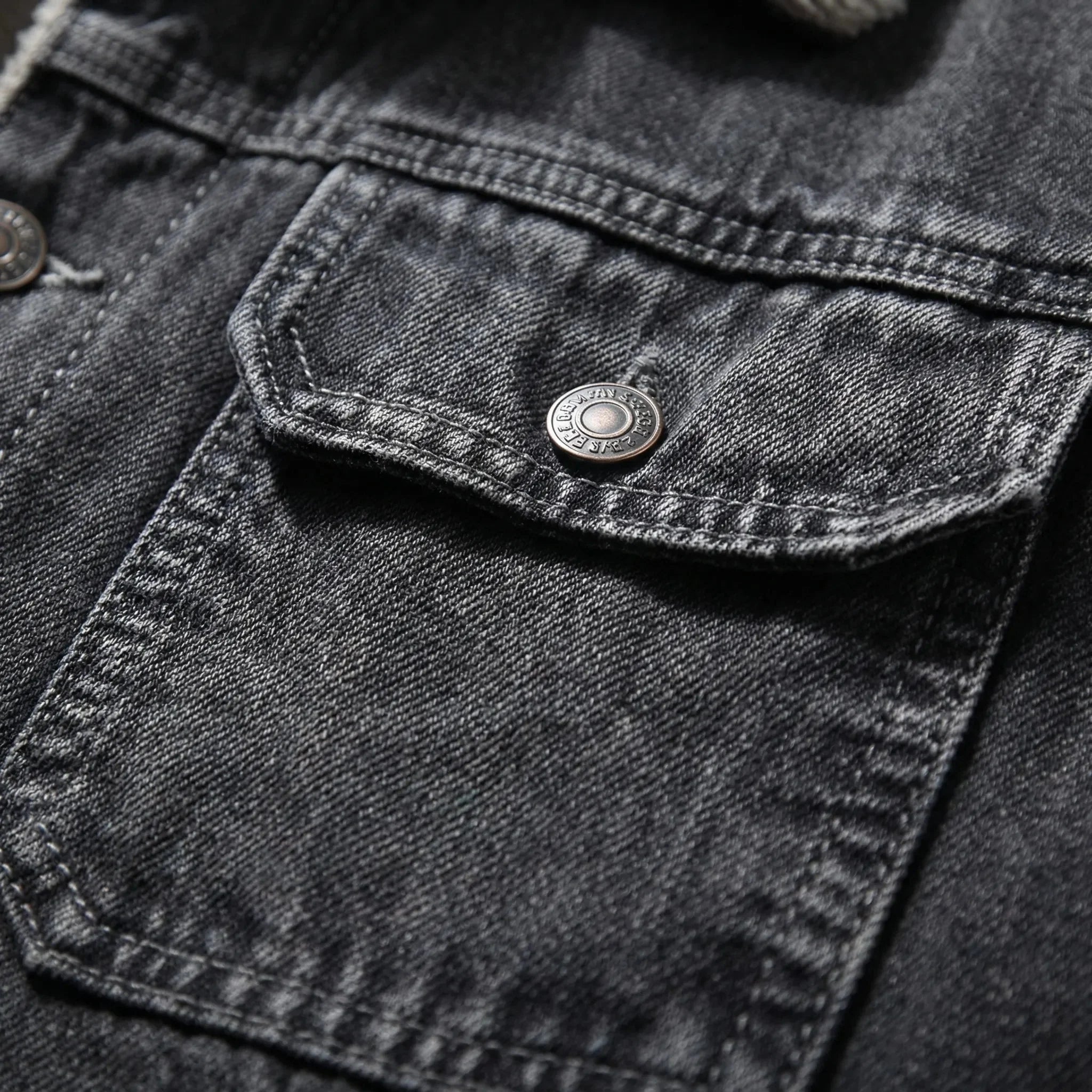 Warm Denim Jacket for Men with Sherpa Collar Long Sleeve Button Up Sherpa Lined Trucker Style