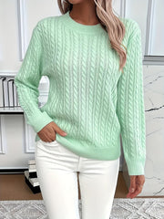 Comfortable Cable Knit Sweater for Women with Crew Neck Long Sleeve Relaxed Oversized Style