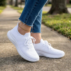 Comfortable Knit Sneakers for Women with Round Toe Slip On Sock Fit Lightweight Walking Style