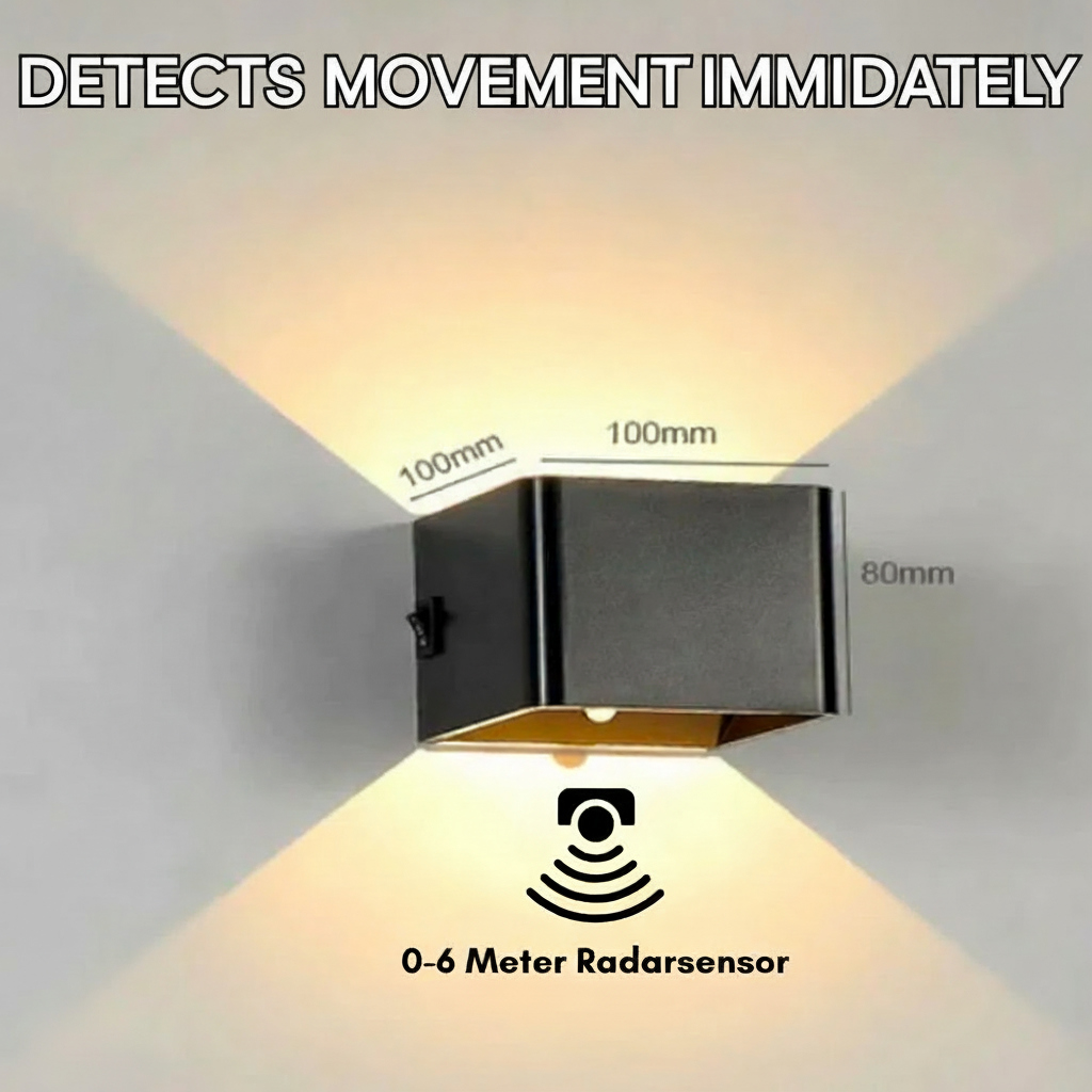 Cube Wall Lamp Motion Sensor Rechargeable LED Up Down Cordless Indoor Sconce Wall Light