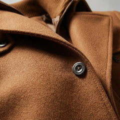 Elegant Wool Coat for Men with Notch Lapel Long Sleeve Single Breasted Layered Collar Style