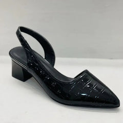 legant Leather Pumps for Women with Pointed Toe Slingback Block Heel Croc Vintage Style