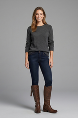 Trendy Brown Knee High Boots for Women with Fringe Side Zip Block Heel Tall Western Fall Style