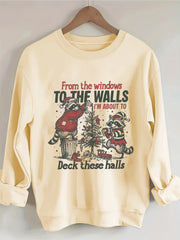 Comfortable Graphic Print Christmas Tacky Sweater for Women with Crew Neck Long Sleeve Oversized Pullover Style
