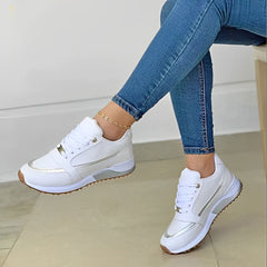 Comfortable Sneakers for Women with Lace Up Platform Wedge Non Slip Walking Style