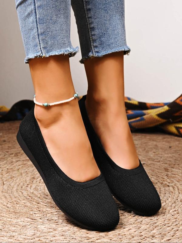 Comfortable Ballet Flats for Women with Round Toe Knit Air Cushioned Breathable Style
