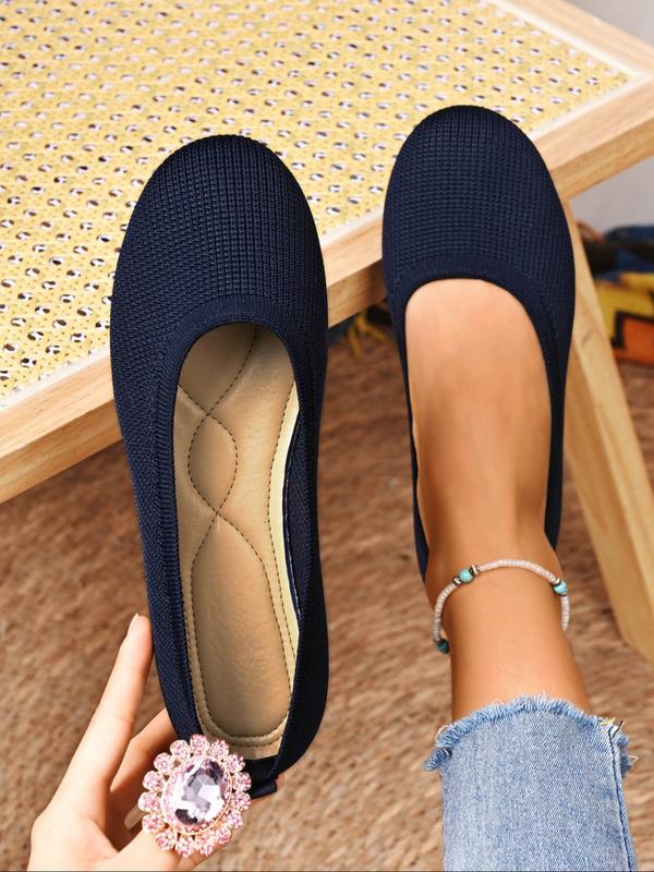 Comfortable Ballet Flats for Women with Round Toe Knit Air Cushioned Breathable Style