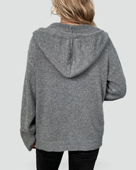 Cozy Knit Cardigan for Women with Hooded Neck Long Sleeve Button Front Relaxed Style