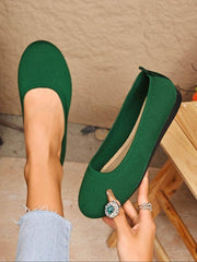 Comfortable Ballet Flats for Women with Round Toe Knit Air Cushioned Breathable Style