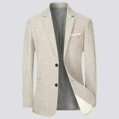 Elegant Linen Blazer for Men with Notch Lapel Long Sleeve Two Button Slim Fit Style