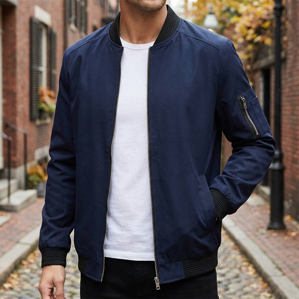 Cozy Lightweight Puffer Jacket for Men with Stand Collar Long Sleeve Quilted Zip Packable Style
