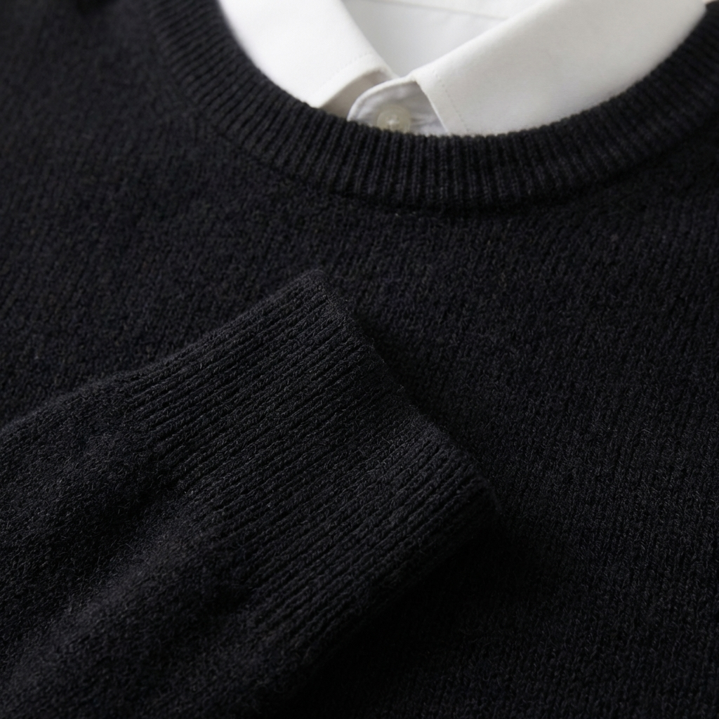 Cozy Soft Knit Crew Neck Sweater for Men with Round Neck Long Sleeve Pullover Ribbed Style