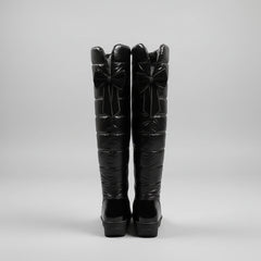 Cozy Over The Knee Boots for Women with Quilted Fleece Lined Round Toe Flatform Winter Style