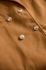 Elegant Camel Trench Coat for Women with Notched Lapel Long Sleeve Tie Belt Tailored Style