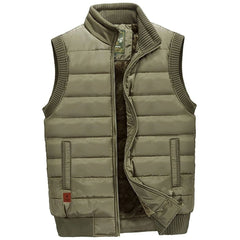 Cozy Quilted Puffer Vest for Men with Stand Collar Sleeveless Fleece Lined Zip Winter Style