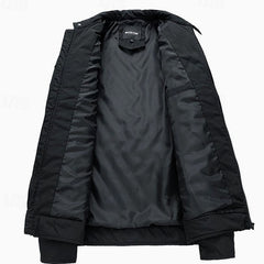 Cozy Diamond Quilted Moto Jacket for Men with Stand Collar Long Sleeve Full Zip Bomber Winter Style