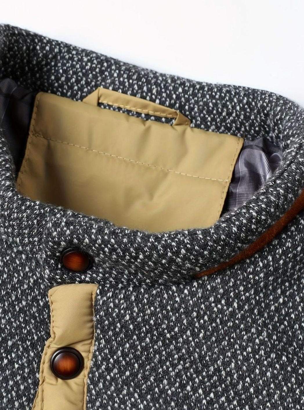 Cozy Diamond Quilted Jacket for Men with Stand Collar Long Sleeve Snap Front Insulated Winter Style