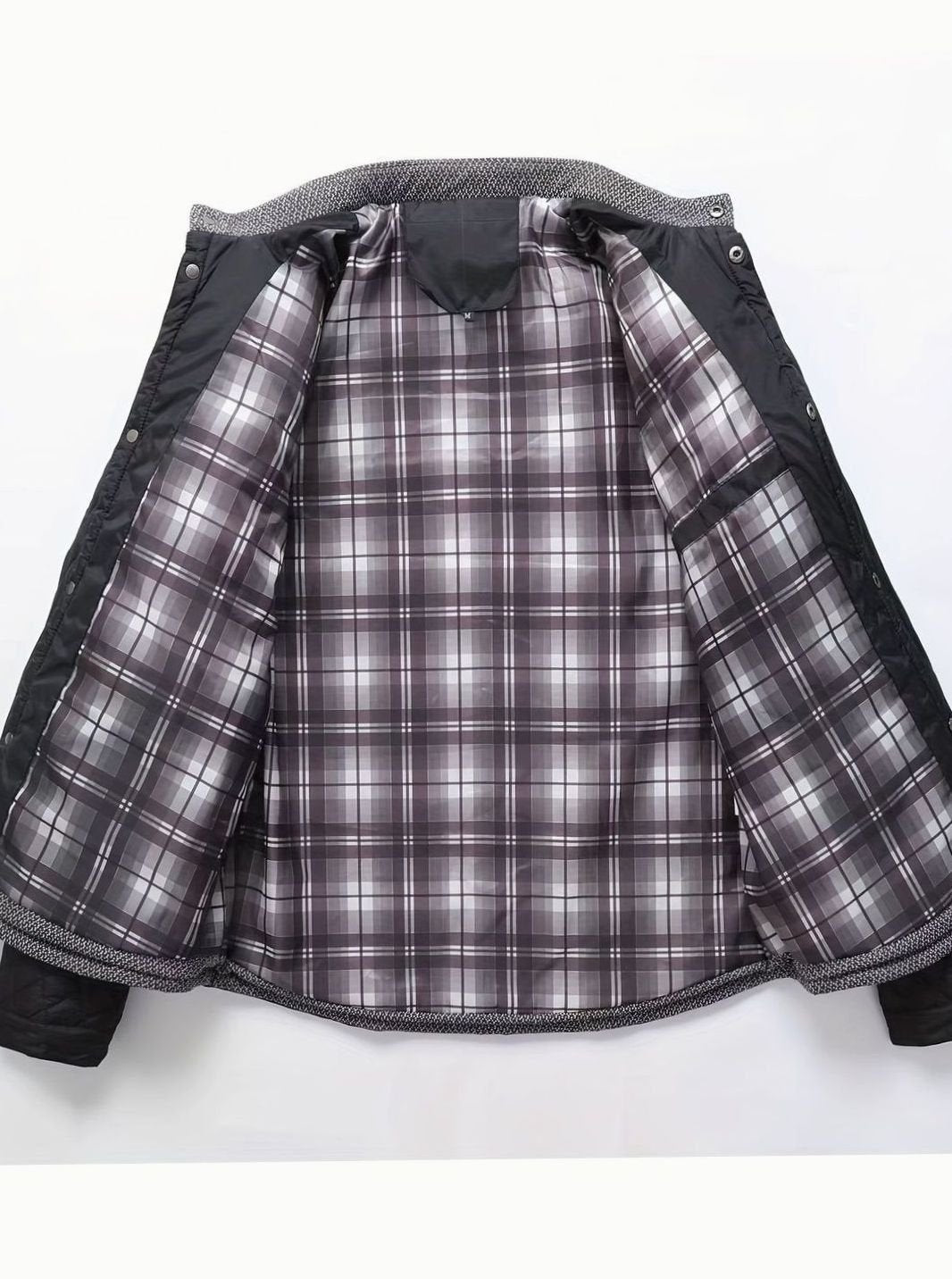 Cozy Diamond Quilted Jacket for Men with Stand Collar Long Sleeve Snap Front Insulated Winter Style