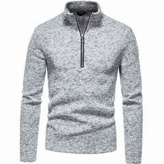 Cozy Marled Knit Quarter-Zip Sweater for Men with Mock Neck Long Sleeve Pullover Ribbed Winter Style