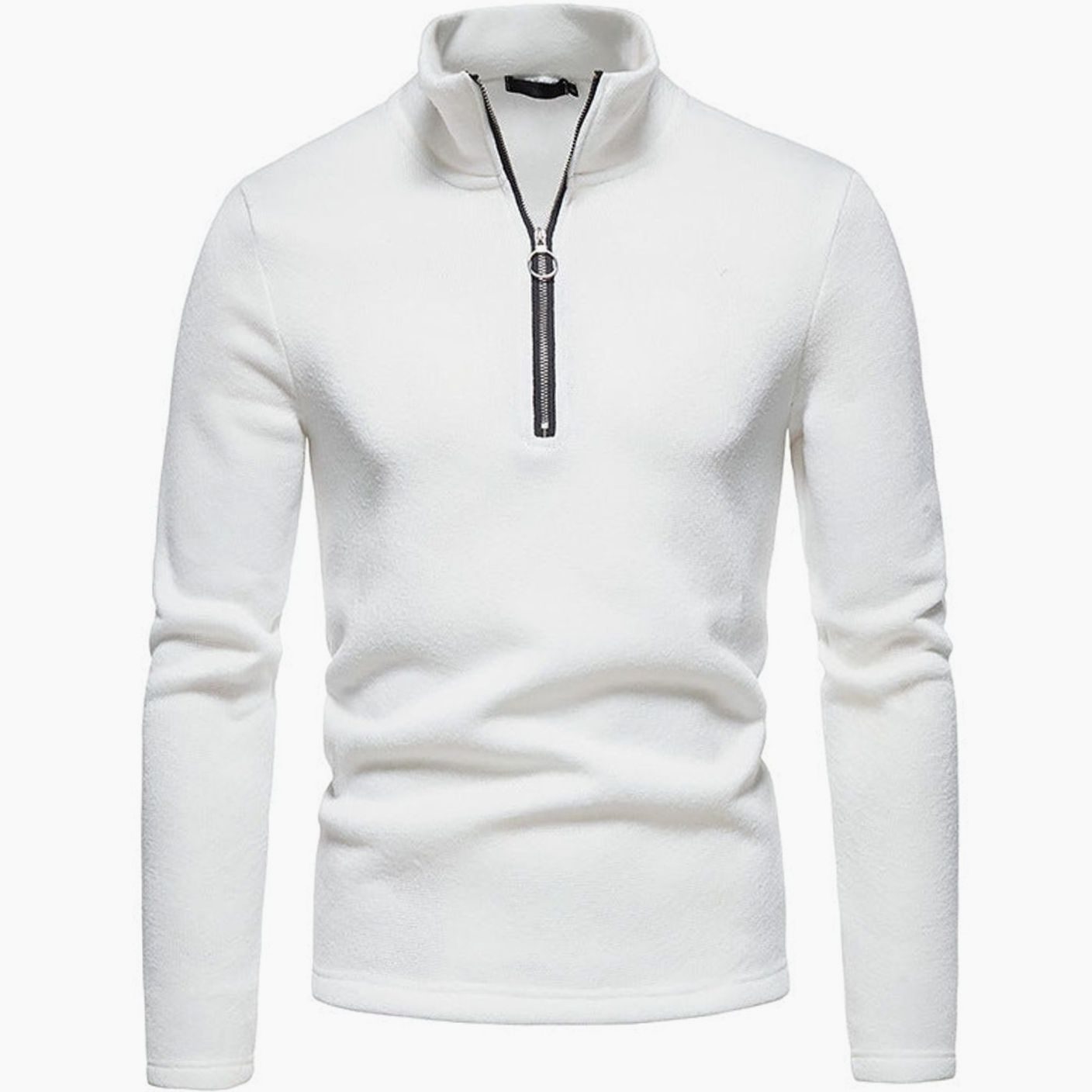Cozy Marled Knit Quarter-Zip Sweater for Men with Mock Neck Long Sleeve Pullover Ribbed Winter Style