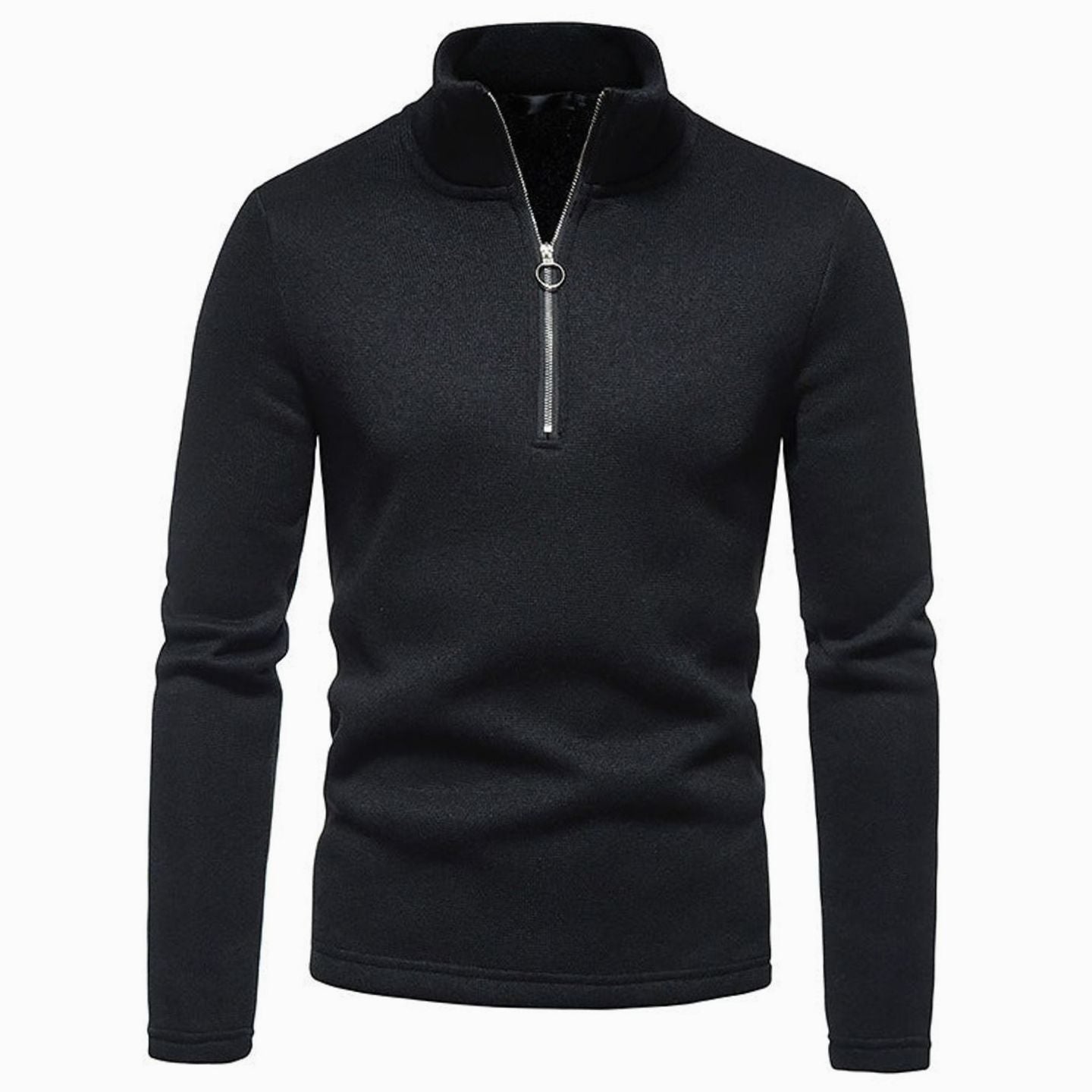 Cozy Marled Knit Quarter-Zip Sweater for Men with Mock Neck Long Sleeve Pullover Ribbed Winter Style