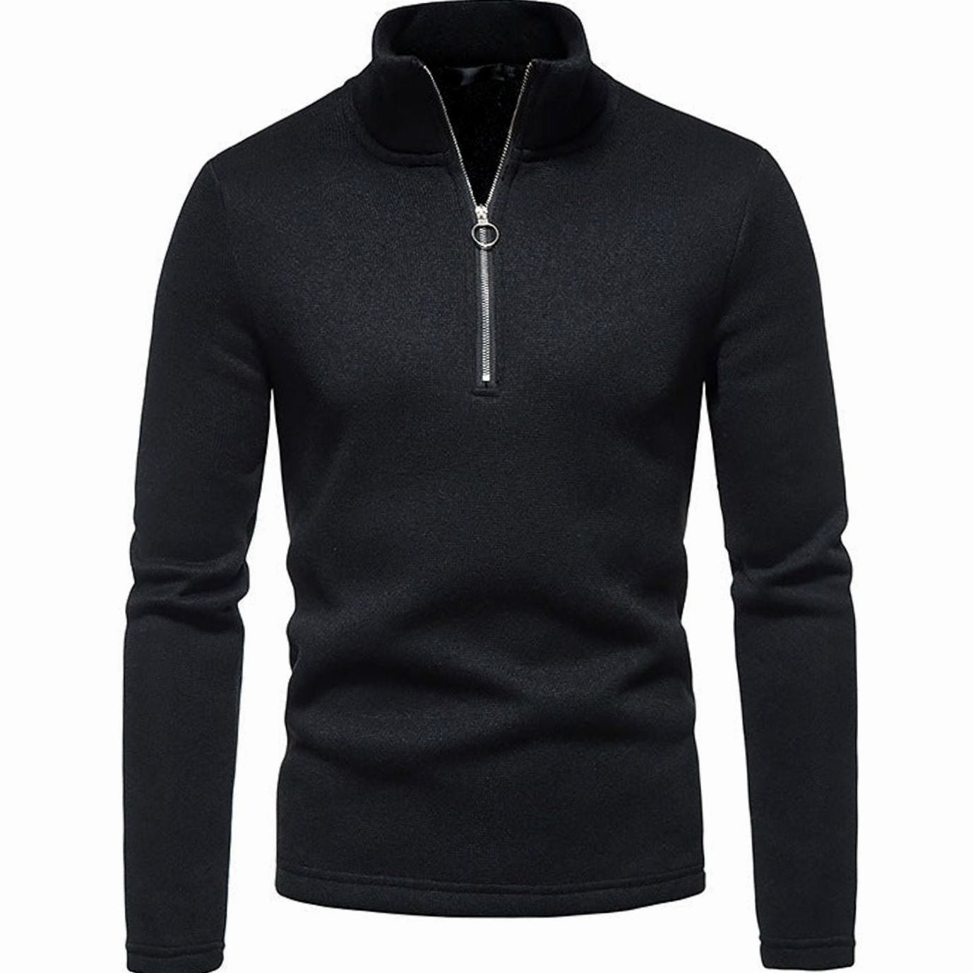Cozy Marled Knit Quarter-Zip Sweater for Men with Mock Neck Long Sleeve Pullover Ribbed Winter Style