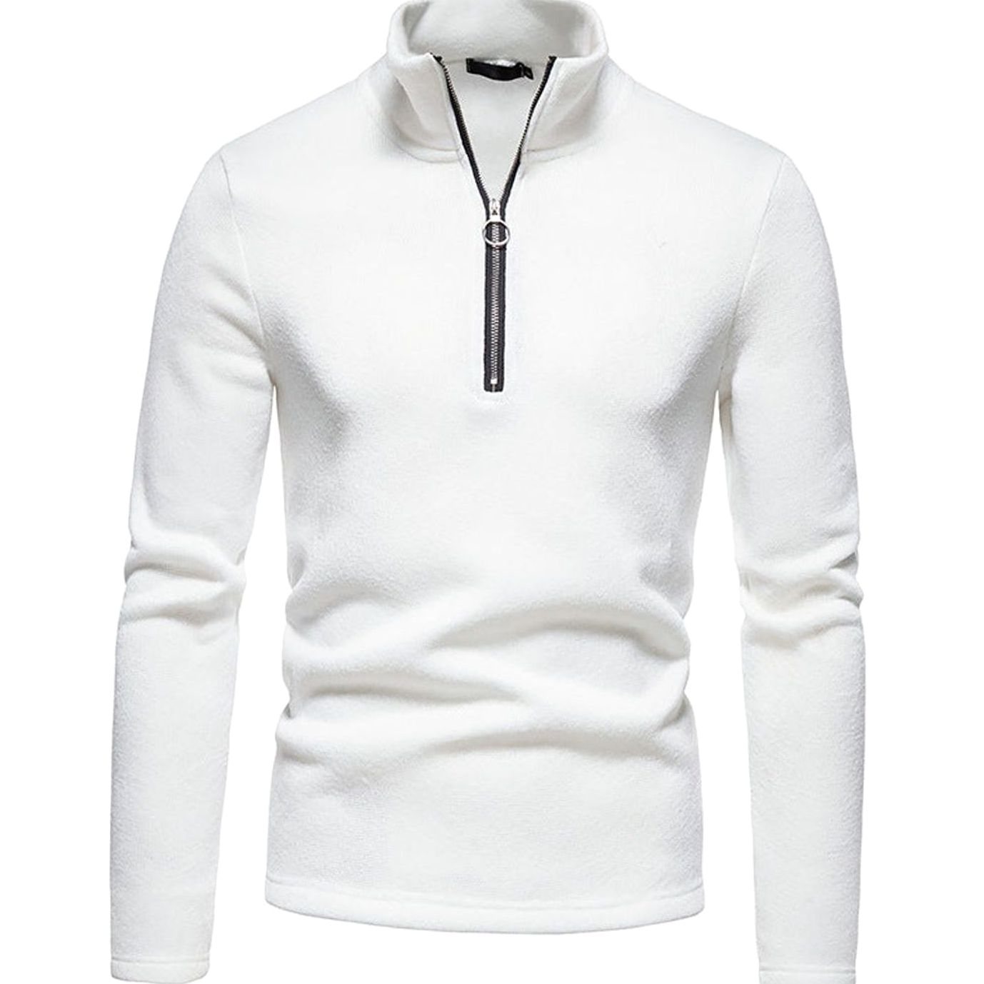 Cozy Marled Knit Quarter-Zip Sweater for Men with Mock Neck Long Sleeve Pullover Ribbed Winter Style