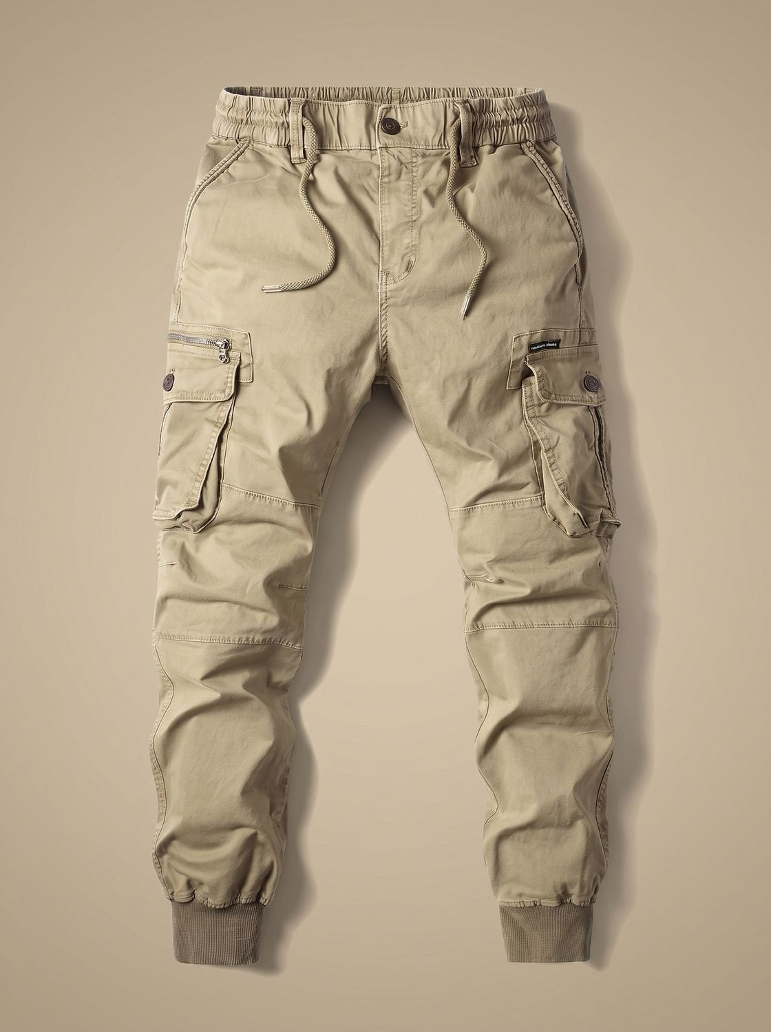 Rugged Cargo Jogger Pants for Men with Elastic Waist Drawstring Flap Pocket Tapered Style
