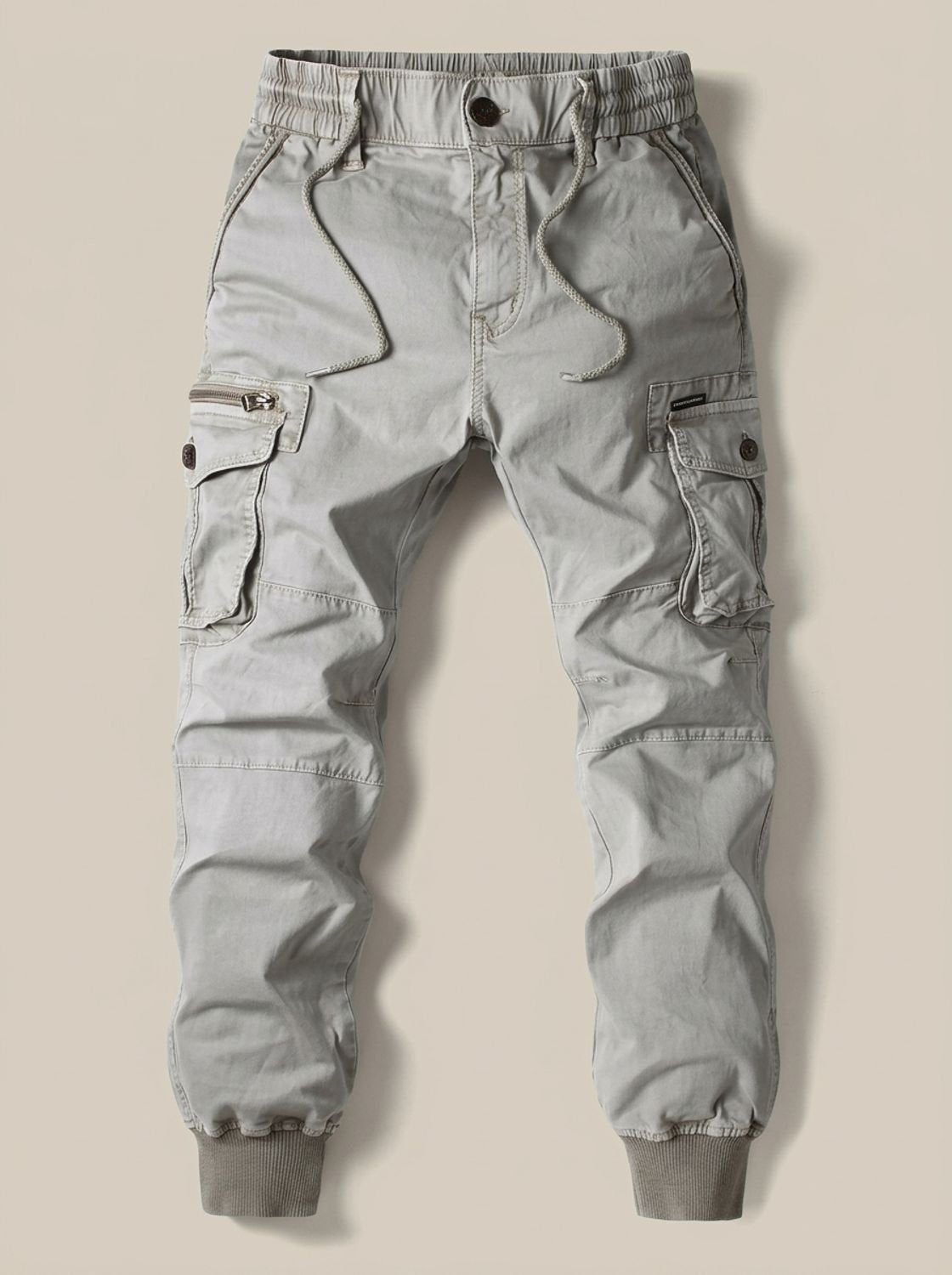 Rugged Cargo Jogger Pants for Men with Elastic Waist Drawstring Flap Pocket Tapered Style