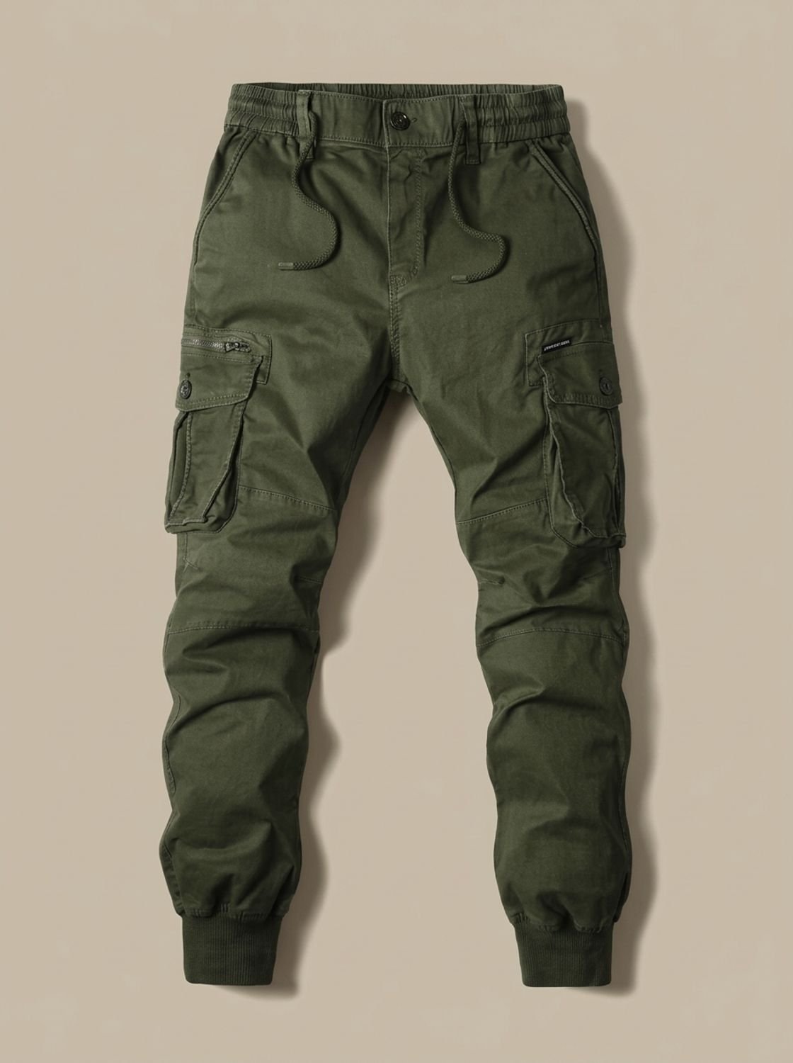 Rugged Cargo Jogger Pants for Men with Elastic Waist Drawstring Flap Pocket Tapered Style