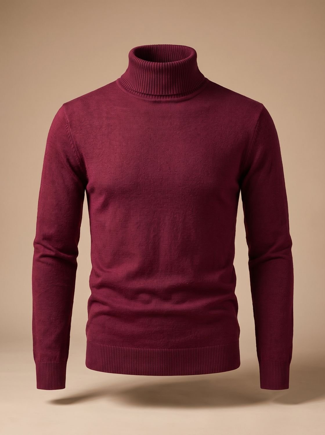 Cozy Fine Knit Turtleneck Sweater for Men with Roll Neck Long Sleeve Slim Fit Ribbed Winter Style